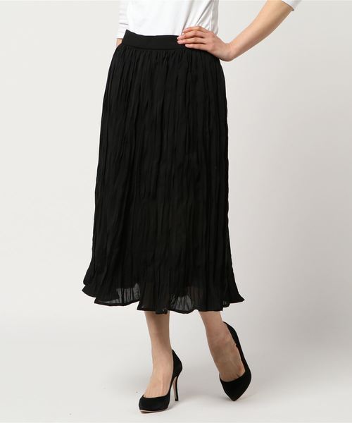 STYLEBLOCK（スタイルブロック）の「シフォンワッシャープリーツミモレ丈スカート（スカート・レディース・ホワイト/ブラック/ピンク/ラベンダー/ライトベージュ/イエロー・M）」の3枚目の写真