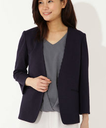 22 OCTOBRE | ◆麻調ジャージージャケット(ノーカラージャケット)