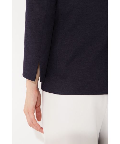 22 OCTOBRE（ヴァンドゥ－オクトーブル）の「◆麻調ジャージージャケット（ノーカラージャケット・レディース・ホワイト/ネイビー/グレー・40/38）」の12枚目の写真