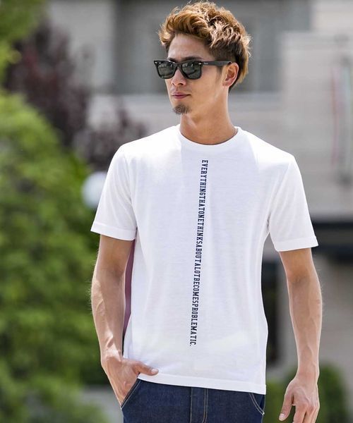 A.S.M（エーエスエム）の「メッセージプリントクルーネックTシャツ（Tシャツ/カットソー・メンズ・ホワイト/ブラック/グレー・48/50/52）」の2枚目の写真