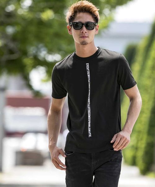 A.S.M（エーエスエム）の「メッセージプリントクルーネックTシャツ（Tシャツ/カットソー・メンズ・ホワイト/ブラック/グレー・48/50/52）」の6枚目の写真