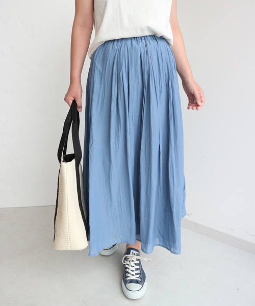 AMERICAN HOLIC（アメリカンホリック）の「・シフォンギャザーカラースカート◯◆（スカート・レディース・パープル/ネイビー/サックスブルー/モカ/その他9/イエロー/グリーン/その他14・FREE）」の5枚目の写真