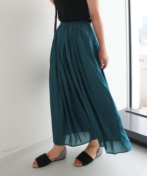 AMERICAN HOLIC（アメリカンホリック）の「・シフォンギャザーカラースカート◯◆（スカート・レディース・パープル/ネイビー/サックスブルー/モカ/その他9/イエロー/グリーン/その他14・FREE）」の3枚目の写真