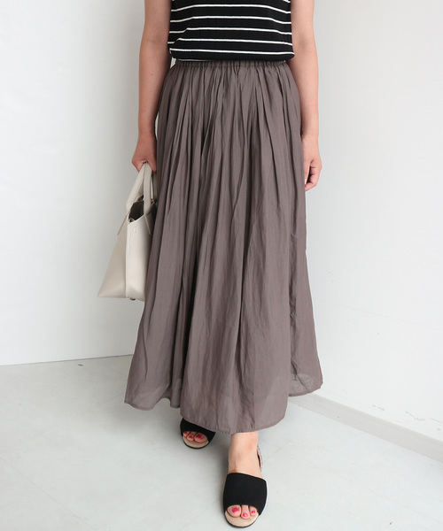 AMERICAN HOLIC（アメリカンホリック）の「・シフォンギャザーカラースカート◯◆（スカート・レディース・パープル/ネイビー/サックスブルー/モカ/その他9/イエロー/グリーン/その他14・FREE）」の2枚目の写真