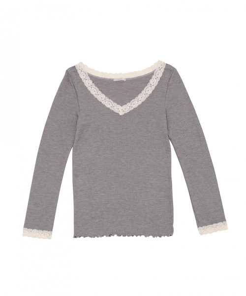 bijorie(ビジュリィ)の「マイクロモダールリブ/ロングスリーブトップ(Tシャツ/カットソー・レディース・ホワイト/ブラック/グレー/ブルーグリーン・M/L)」の7枚目の写真