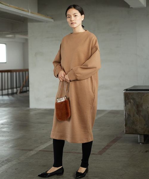 AMERICAN HOLIC(アメリカンホリック)の「・ボトル裏毛裏起毛ワンピース(ワンピース・レディース・ブラック/キャメル/ダークグリーン/チャコールグレー/モカ・M/L)」の5枚目の写真