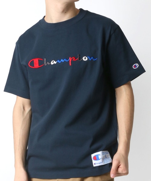 Champion(チャンピオン)の「Champion/チャンピオン カラーロゴ刺繍 Tシャツ(Tシャツ/カットソー・メンズ・ホワイト/ネイビー/ブラック/グレー・L/XL/M)」の4枚目の写真
