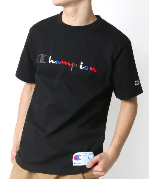 Champion(チャンピオン)の「Champion/チャンピオン カラーロゴ刺繍 Tシャツ(Tシャツ/カットソー・メンズ・ホワイト/ネイビー/ブラック/グレー・L/XL/M)」の2枚目の写真