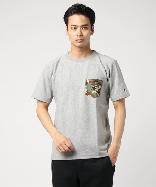 Champion（チャンピオン）の「チャンピオン RW T-SHIRT（Tシャツ/カットソー・メンズ・ホワイト/グレー/ネイビー/ブラック×グリーン・S/M/XL/L）」の4枚目の写真