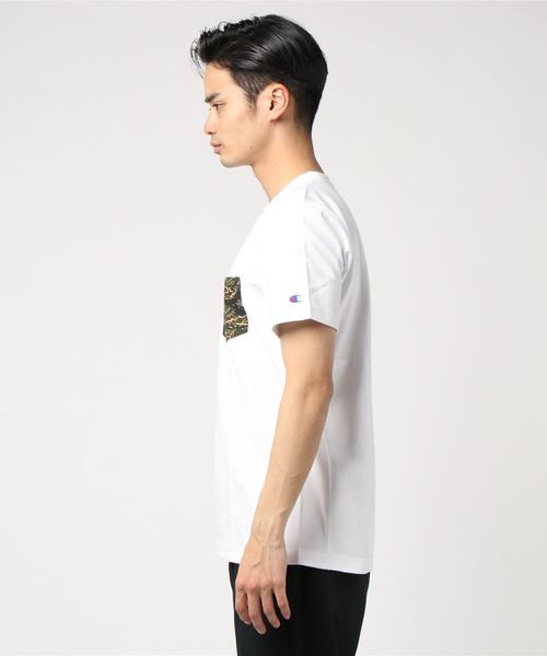 Champion（チャンピオン）の「チャンピオン RW T-SHIRT（Tシャツ/カットソー・メンズ・ホワイト/グレー/ネイビー/ブラック×グリーン・S/M/XL/L）」の6枚目の写真