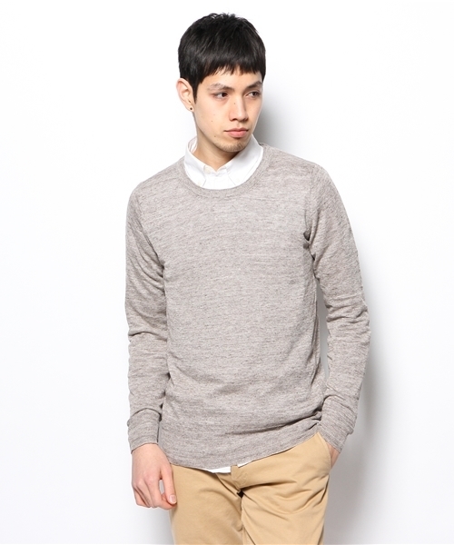 goa（ゴア）の「リネンクルーネックプルオーバー（ニット/セーター・メンズ・キナリ/モカ/ベージュ/インディゴブルー・FREE）」の3枚目の写真