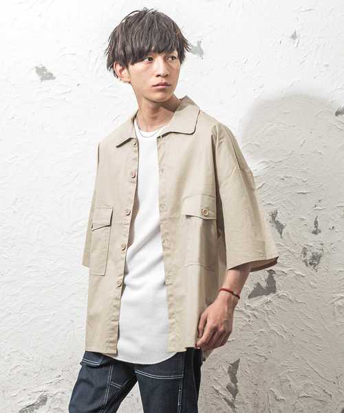 MinoriTY（マイノリティ）の「ポケット付きビッグシャツ ビッグシルエット（シャツ/ブラウス・メンズ・ベージュ/カーキ/ブラック・M/L）」の3枚目の写真