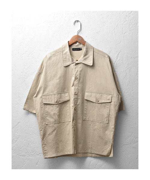 MinoriTY（マイノリティ）の「ポケット付きビッグシャツ ビッグシルエット（シャツ/ブラウス・メンズ・ベージュ/カーキ/ブラック・M/L）」の6枚目の写真