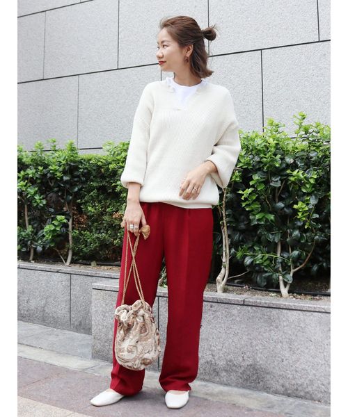 Ungrid(アングリッド)の「スリットネックワッフルニット(ニット/セーター・レディース・ブラック/ブラウン/アイボリー・FREE)」の14枚目の写真