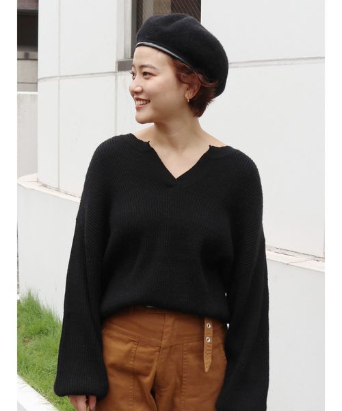 Ungrid(アングリッド)の「スリットネックワッフルニット(ニット/セーター・レディース・ブラック/ブラウン/アイボリー・FREE)」の17枚目の写真