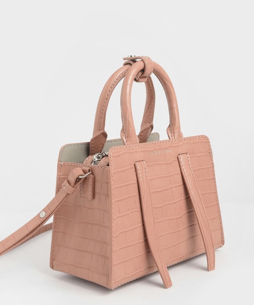 CHARLES & KEITH(チャールズ & キース)の「クロックエフェクト ハンドバッグ / Croc-Effect Handbag(ハンドバッグ・レディース・イエロー/ライトブラウン/ベビーピンク/ブラック・M)」の13枚目の写真