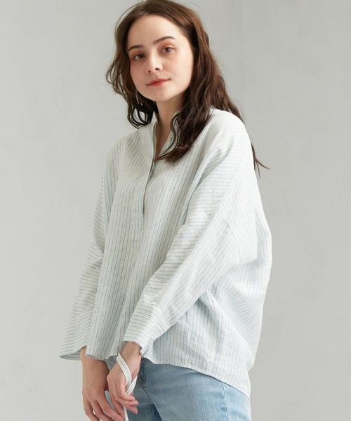 グリーンレーベルリラクシング　コルトレークリネンスキッパーシャツ　麻ブルー UNITED ARROWS green label relaxing - 2022ssコルトレイク