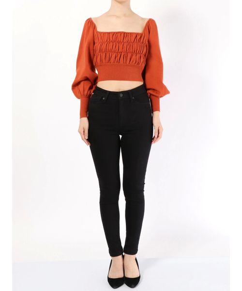 EMODA(エモダ)の「RIPPEDジャストウエストパギンス(デニムパンツ・レディース・インディゴブルー/ブラック・SMALL/X-SMALL/MEDIUM)」の11枚目の写真