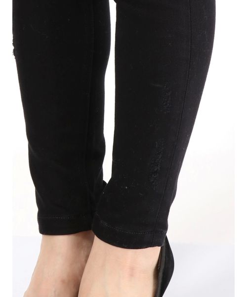 EMODA(エモダ)の「RIPPEDジャストウエストパギンス(デニムパンツ・レディース・インディゴブルー/ブラック・SMALL/X-SMALL/MEDIUM)」の5枚目の写真