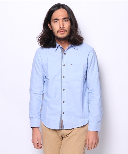 WEGO（ウィゴー）の「WEGO/パラシュートボタンオックスシャツ（シャツ/ブラウス・メンズ・ホワイト/サックスブルー・MEDIUM/LARGE）」の3枚目の写真