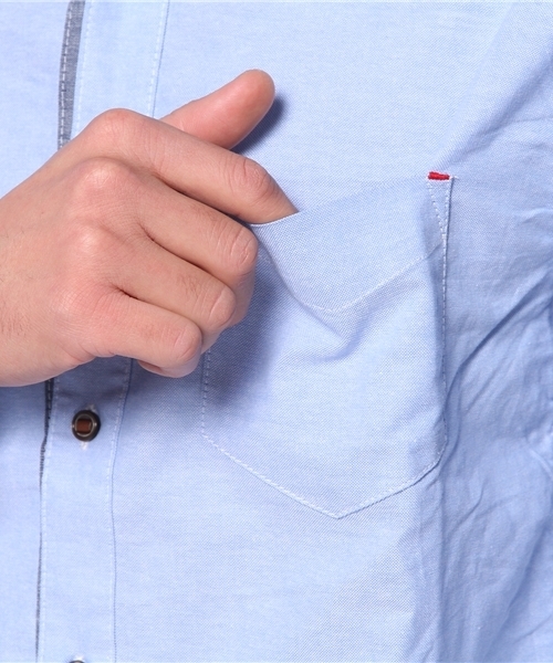 WEGO（ウィゴー）の「WEGO/パラシュートボタンオックスシャツ（シャツ/ブラウス・メンズ・ホワイト/サックスブルー・MEDIUM/LARGE）」の9枚目の写真