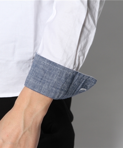 WEGO（ウィゴー）の「WEGO/パラシュートボタンオックスシャツ（シャツ/ブラウス・メンズ・ホワイト/サックスブルー・MEDIUM/LARGE）」の8枚目の写真