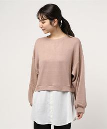 クルーネックレイヤードビッグシルエットカットソー