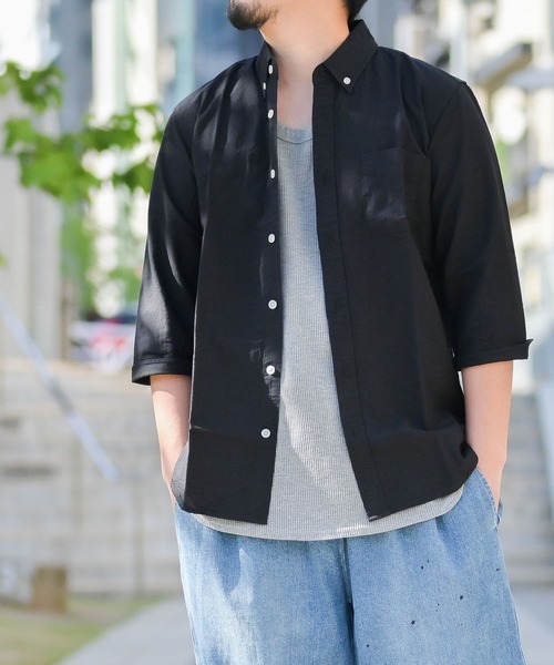 Candy Fantasy（キャンディーファンタジー）の「【a】ライトオックス ボタンダウン7分袖シャツ（シャツ/ブラウス・メンズ・ドット/ピンク/ホワイト/ブラック/カーキ/サックスブルー/ホワイト系その他/ネイビー・LARGE/MEDIUM/X-LARGE）」の4枚目の写真