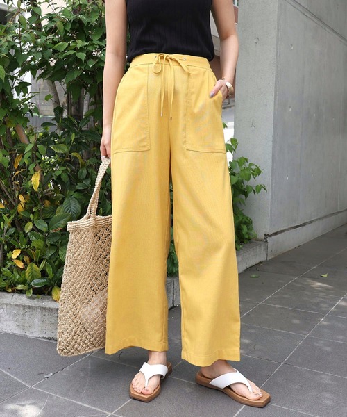 andme（アンドミー）の「レーヨンリネンベイカーワイドパンツ（その他パンツ・レディース・ブラック/ベージュ/ライトカーキ/グレー系その他/キナリ/イエロー/レッド・M/L）」の21枚目の写真