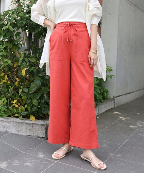 andme（アンドミー）の「レーヨンリネンベイカーワイドパンツ（その他パンツ・レディース・ブラック/ベージュ/ライトカーキ/グレー系その他/キナリ/イエロー/レッド・M/L）」の18枚目の写真