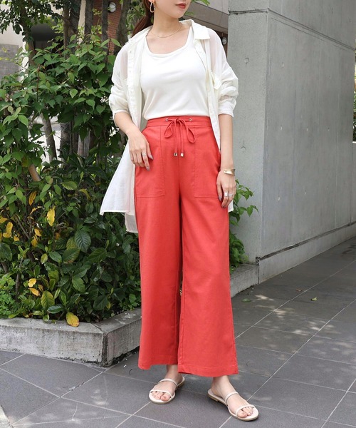 andme（アンドミー）の「レーヨンリネンベイカーワイドパンツ（その他パンツ・レディース・ブラック/ベージュ/ライトカーキ/グレー系その他/キナリ/イエロー/レッド・M/L）」の17枚目の写真