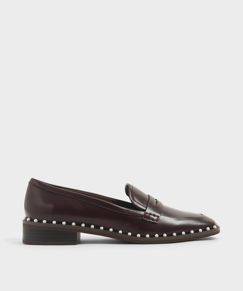 CHARLES & KEITH(チャールズ & キース)の「エンベリッシュドトリム ローファーフラット / Embellished-Trim Loafer Flats(ローファー・レディース・ブラック/オリーブ/マルーン・22.5cm/23cm/23.5cm/24.5cm/25cm/25.5cm)」の3枚目の写真
