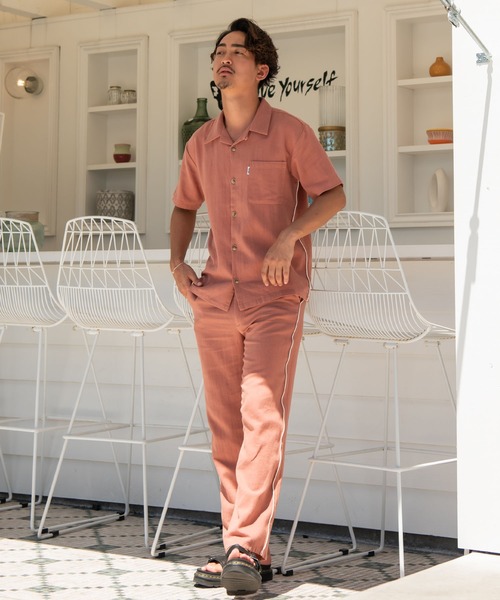 #Re:room(リルーム)の「サイドラインリゾートリラックスシャツ(シャツ/ブラウス・メンズ・オフホワイト/ベージュ/ピンク・SMALL/MEDIUM)」の5枚目の写真