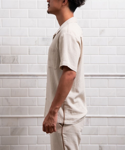 #Re:room(リルーム)の「サイドラインリゾートリラックスシャツ(シャツ/ブラウス・メンズ・オフホワイト/ベージュ/ピンク・SMALL/MEDIUM)」の11枚目の写真