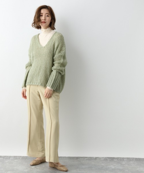 mame マメ Vネック ニット Mame Kurogouchi(マメ) V-Neck Velour Knit Dress BLACK