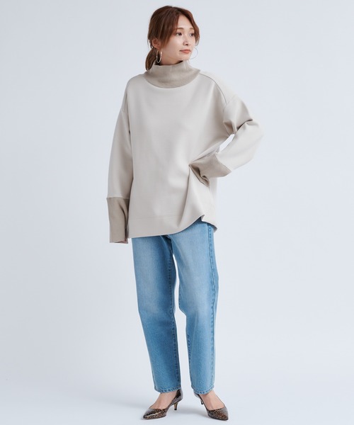 DouDou（ドゥドゥ）の「ドッキングタートル（ニット/セーター・レディース・グリーン/グレイッシュベージュ/ブラック・FREE）」の6枚目の写真