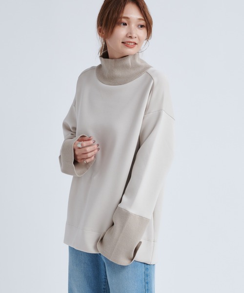 DouDou（ドゥドゥ）の「ドッキングタートル（ニット/セーター・レディース・グリーン/グレイッシュベージュ/ブラック・FREE）」の21枚目の写真