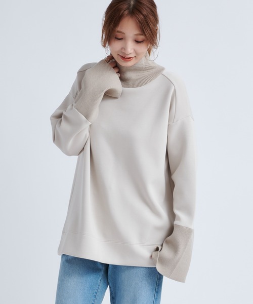 DouDou（ドゥドゥ）の「ドッキングタートル（ニット/セーター・レディース・グリーン/グレイッシュベージュ/ブラック・FREE）」の7枚目の写真