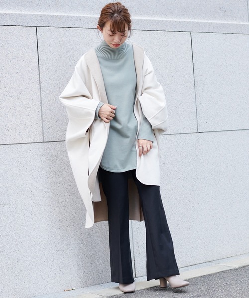 DouDou（ドゥドゥ）の「ドッキングタートル（ニット/セーター・レディース・グリーン/グレイッシュベージュ/ブラック・FREE）」の22枚目の写真