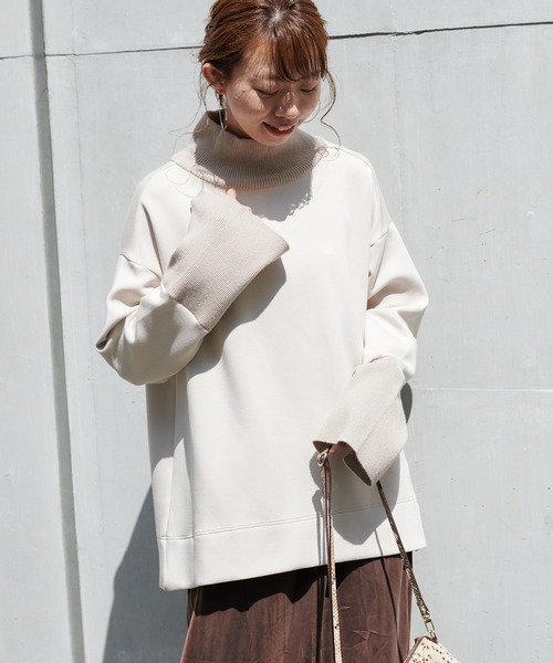 DouDou（ドゥドゥ）の「ドッキングタートル（ニット/セーター・レディース・グリーン/グレイッシュベージュ/ブラック・FREE）」の10枚目の写真