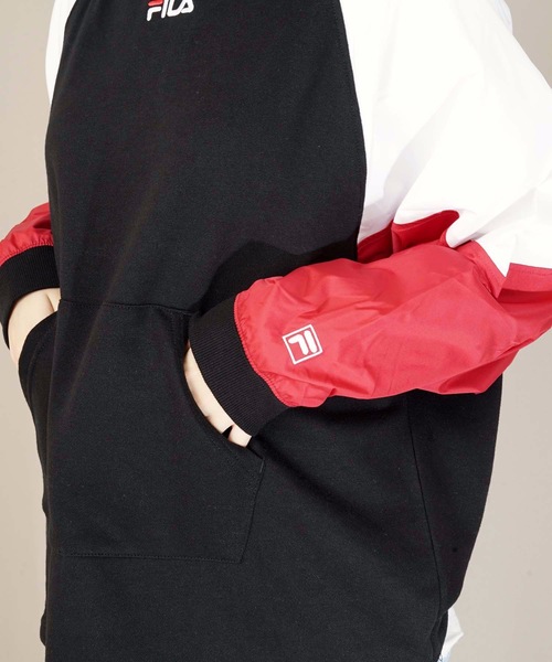 FILA(フィラ)の「【FILA/フィラ】異素材切替パーカー ワンポイントロゴ刺繍 吸収性の良い裏毛素材を使用(パーカー・レディース・ホワイト/ブラック・MEDIUM/LARGE)」の14枚目の写真
