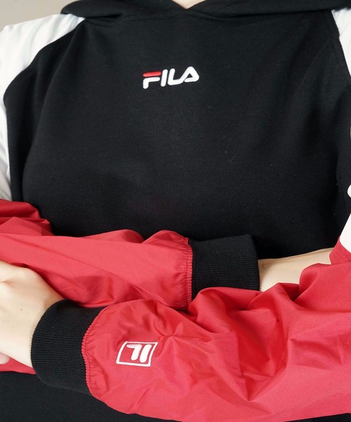 FILA(フィラ)の「【FILA/フィラ】異素材切替パーカー ワンポイントロゴ刺繍 吸収性の良い裏毛素材を使用(パーカー・レディース・ホワイト/ブラック・MEDIUM/LARGE)」の16枚目の写真