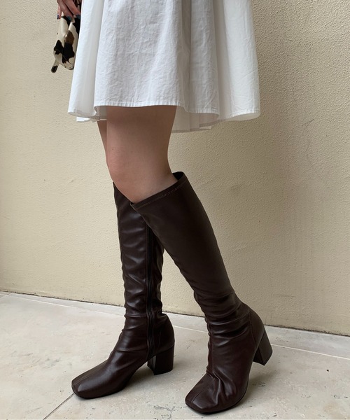 セール Publux パブリュクス スクエアトゥロングブーツ ブーツ Publux パブリュクス のファッション通販 Zozotown