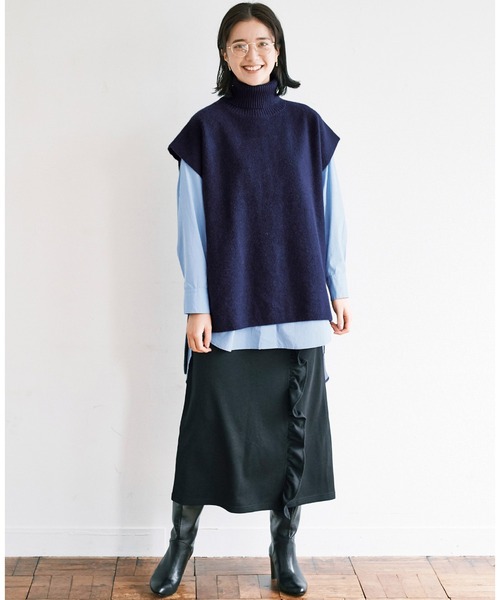 avecmoi(アヴェクモワ)の「【佐藤かなさんプロデュース】 アヴェクモワ タートルニットベスト〈ネイビー〉(ベスト・レディース・ネイビー・MEDIUM/LARGE/X-LARGE/SMALL)」の8枚目の写真