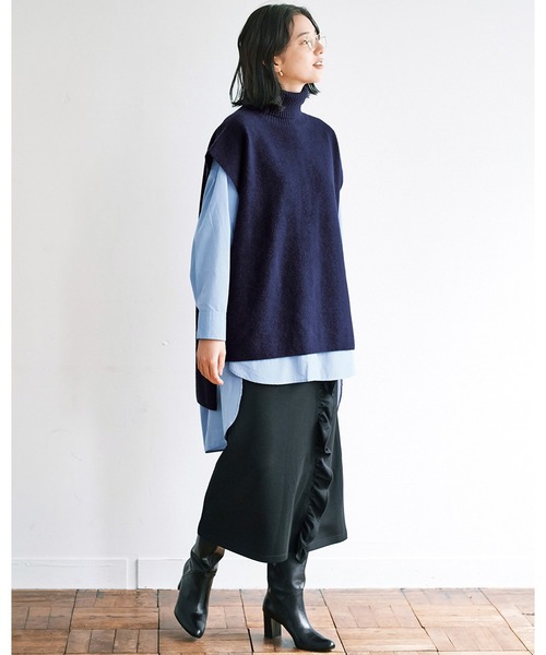 avecmoi(アヴェクモワ)の「【佐藤かなさんプロデュース】 アヴェクモワ タートルニットベスト〈ネイビー〉(ベスト・レディース・ネイビー・MEDIUM/LARGE/X-LARGE/SMALL)」の9枚目の写真