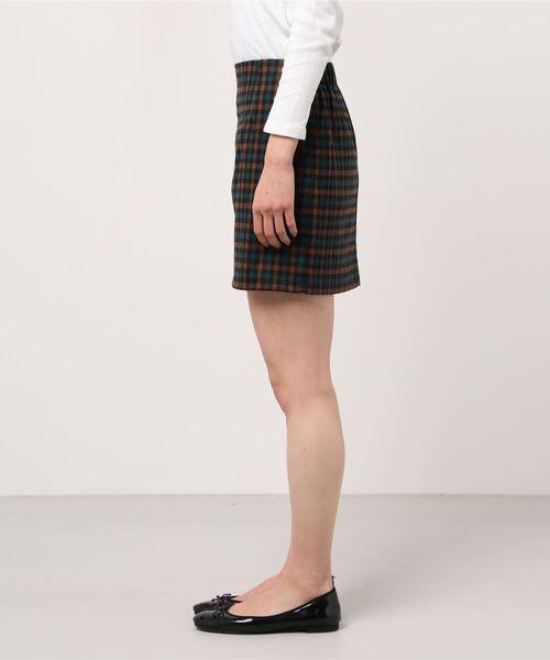 DING（ディング）の「DING/チェック柄ミニスカート（スカート・レディース・ダークグリーン/ベージュ・FREE）」の3枚目の写真