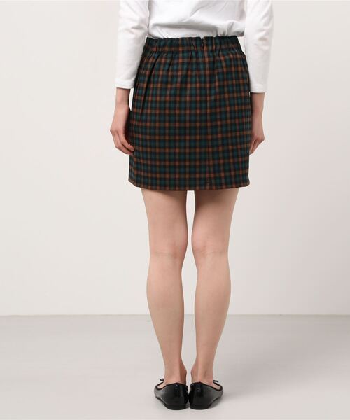 DING（ディング）の「DING/チェック柄ミニスカート（スカート・レディース・ダークグリーン/ベージュ・FREE）」の4枚目の写真