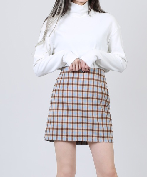DING（ディング）の「DING/チェック柄ミニスカート（スカート・レディース・ダークグリーン/ベージュ・FREE）」の8枚目の写真
