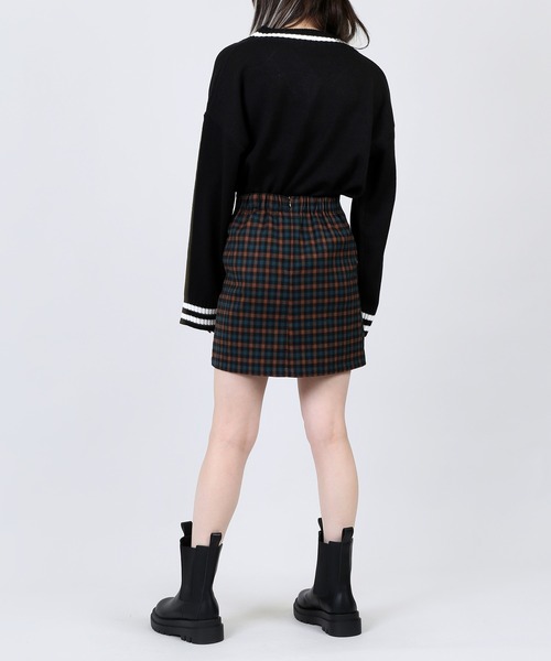 DING（ディング）の「DING/チェック柄ミニスカート（スカート・レディース・ダークグリーン/ベージュ・FREE）」の7枚目の写真