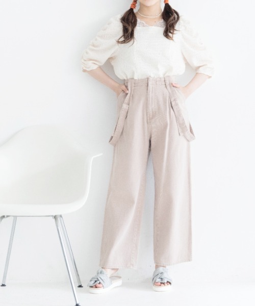 Mysa&Liina(ミーサリーナ)の「レースアップパンツ(デニムパンツ・レディース・サックスブルー/イエロー/オフホワイト/ピンク/グレー・M)」の5枚目の写真